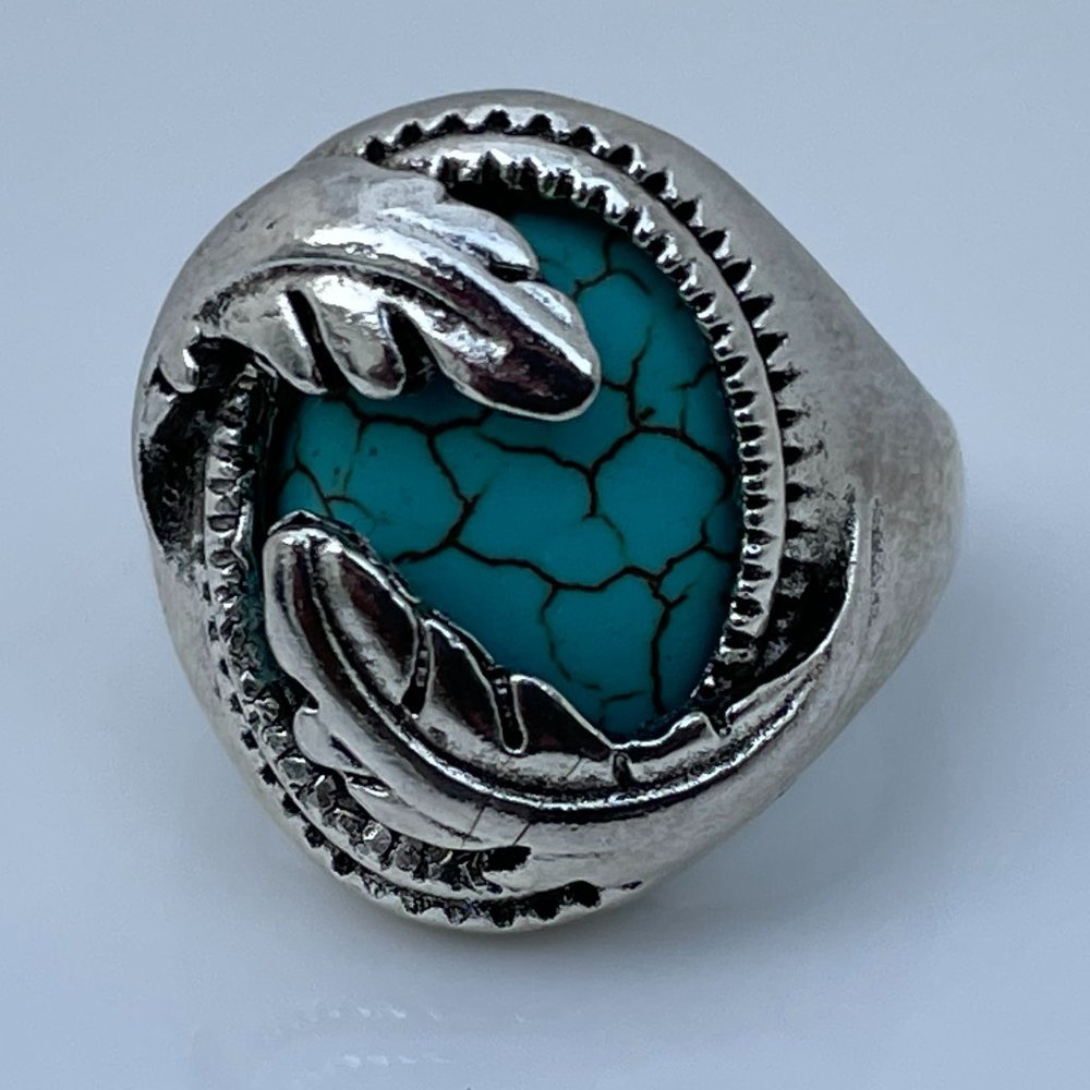 Ring Silver Tone Fashion Turquoise Fashion Stone - Picture 1 of 9